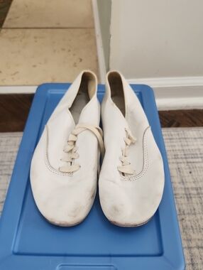 Women's White Leather Lace-Up Dance Shoes